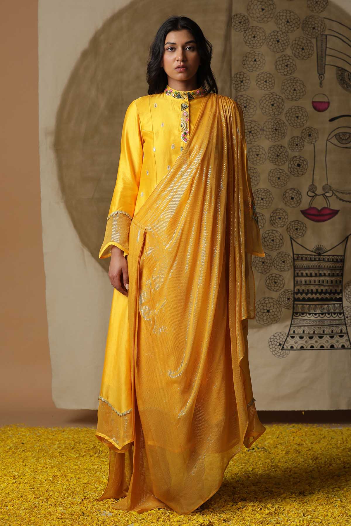 Buy Arpita SulakshanaYellow Sequins Embroidered Gown